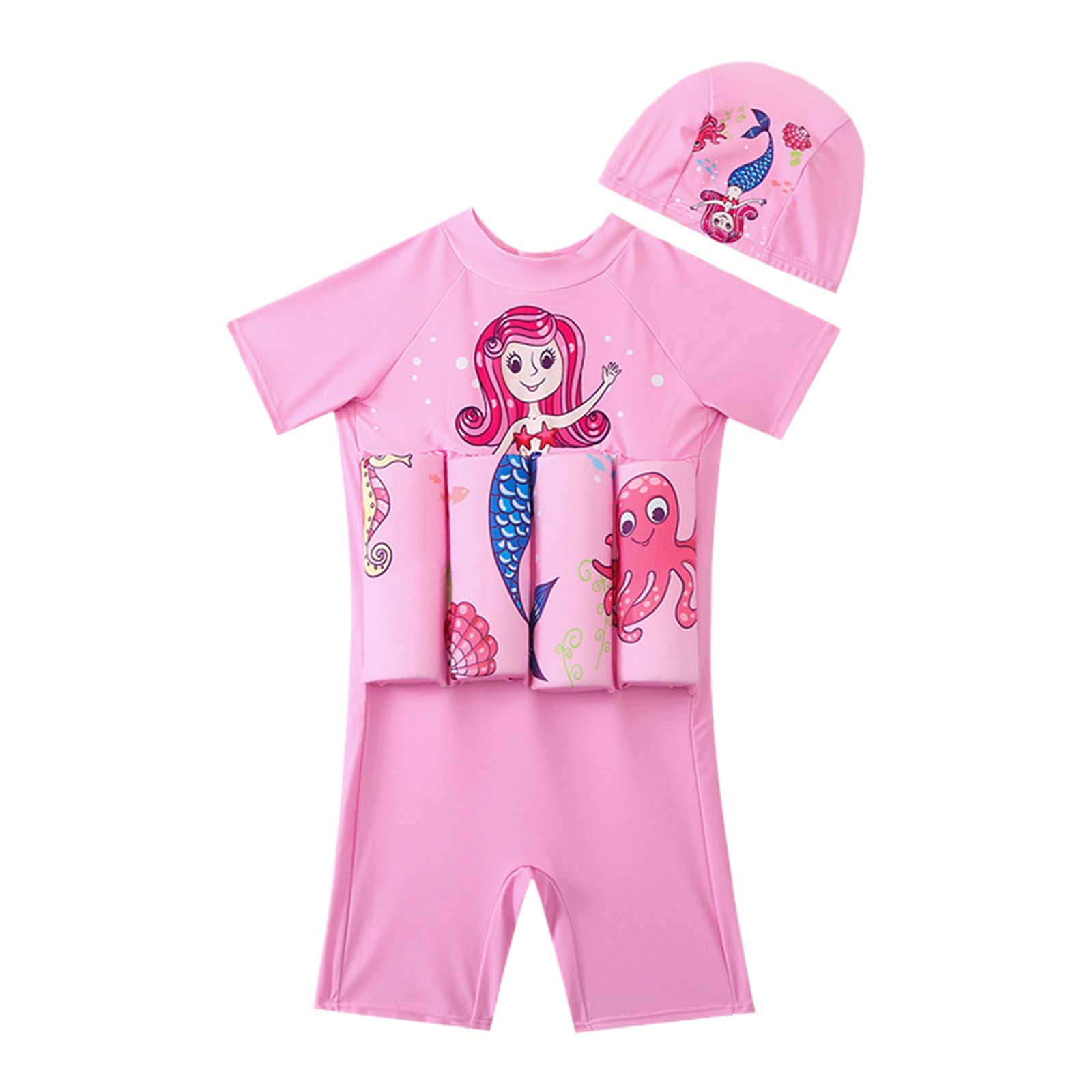 Fshinging Girls Buoyancy Swimsuit Children Learn Swimming Training Suit Summer Cute Size 5-6 Years